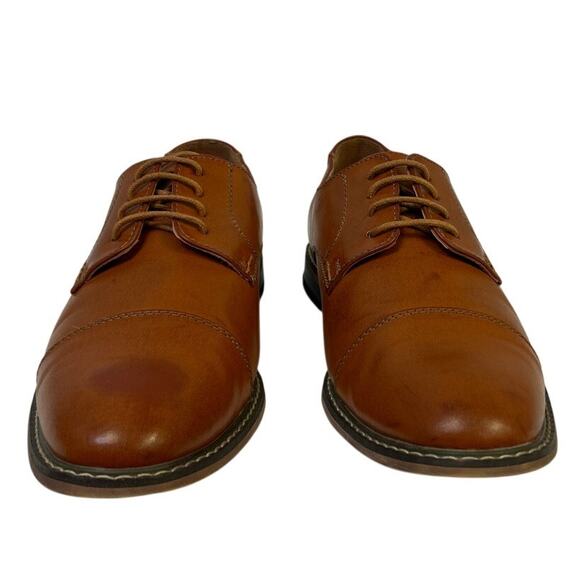 Vostey Mens Size 9.5 Chestnut Brown Oxford Lace Up Closed Round Toe Dress Shoes main image 4
